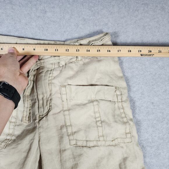 Tommy Hilfiger Sz 10 Y2k Tan 100% Linen Crop Tie Waist‎ Low Rise Zip Leg Pants - Picture 15 of 16